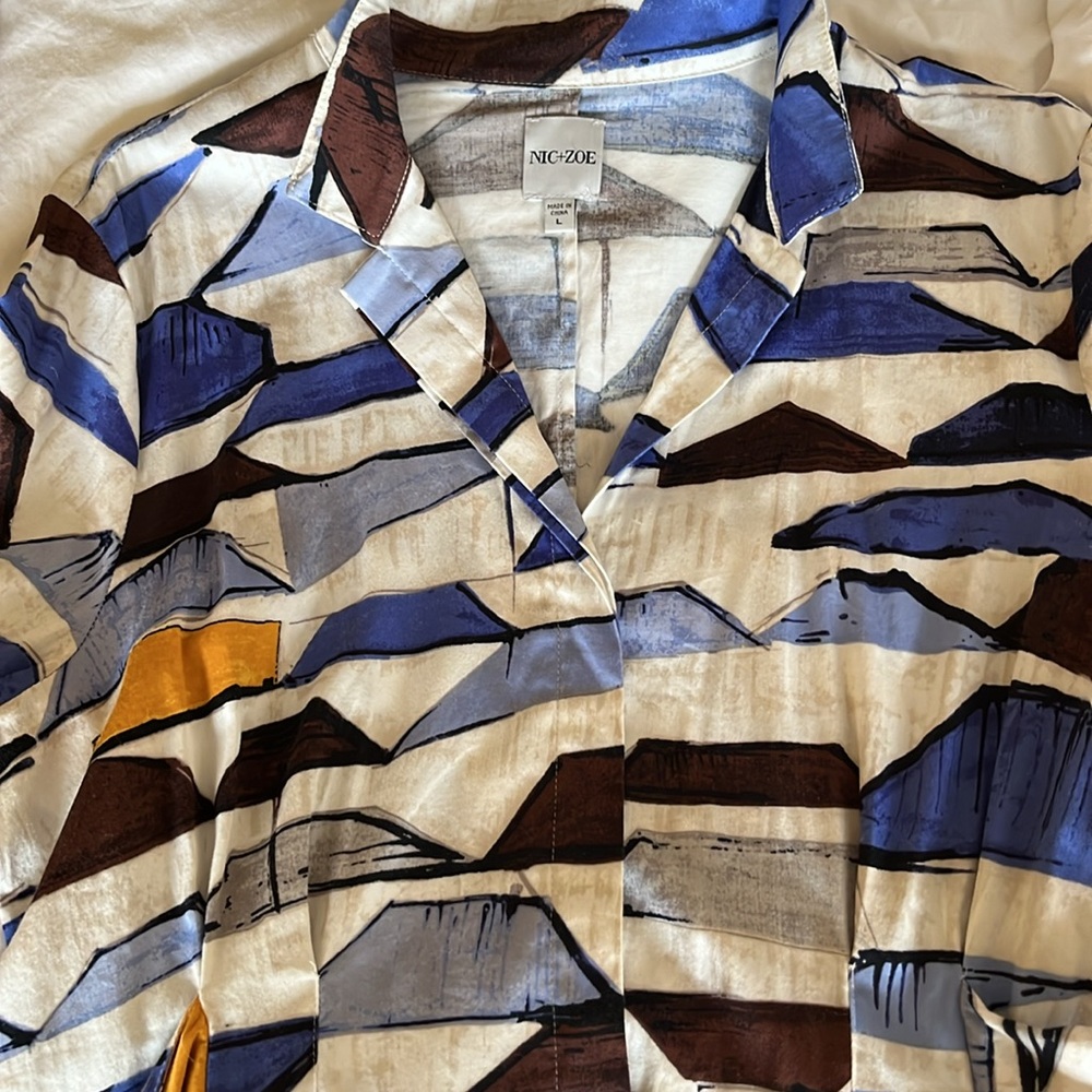 NICE+ZOE Chic Abstract Patterned Blouse